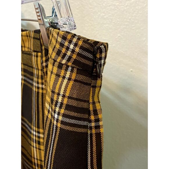 Cato Skirt Womens Size 10 Pencil Straight Plaid Offset Split Yellow Black - Picture 7 of 8